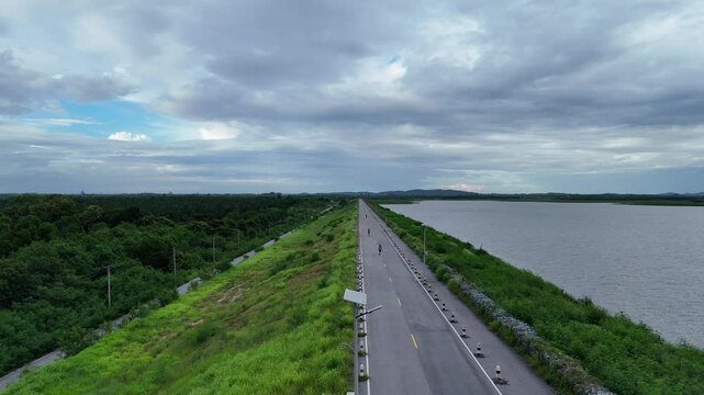 Drone View of Reservoir and Surrounding Nature