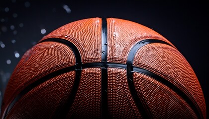 Obraz premium wet basketball close up dark background