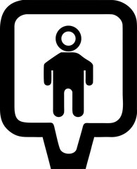 washroom symbol silhouette for men vector outline icon on white or transparent background. Washroom signs. Restroom or toilet door sign for gents. Printable sticker.	