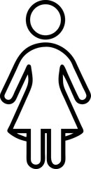 washroom symbol silhouette for women vector outline icon on white or transparent background. Washroom signs. Restroom or toilet door sign for ladies. Printable sticker.	