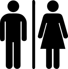 woman and man public toilet signs vector pictogram icon on white or transparent background. Washroom signs. Restroom or toilet door sign for gents and ladies. Printable sticker.	