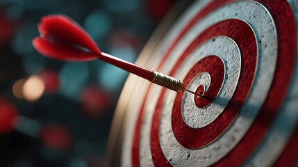 Dart hitting the bullseye, achieving goal and success, business