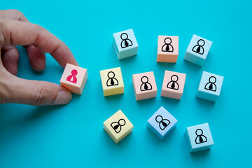Hand select the right person; Human resource management and recruitment concept
