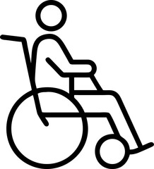 vector silhouette of wheelchair disabled person vector outline icon on white or transparent background. Washroom signs. Restroom or toilet door sign for . Printable sticker.	