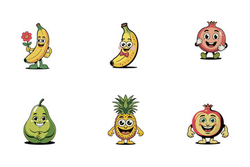 cartoon fruits set