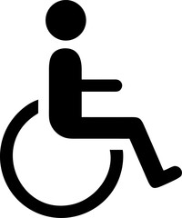 vector silhouette of wheelchair disabled person vector outline icon on white or transparent background. Washroom signs. Restroom or toilet door sign for . Printable sticker.