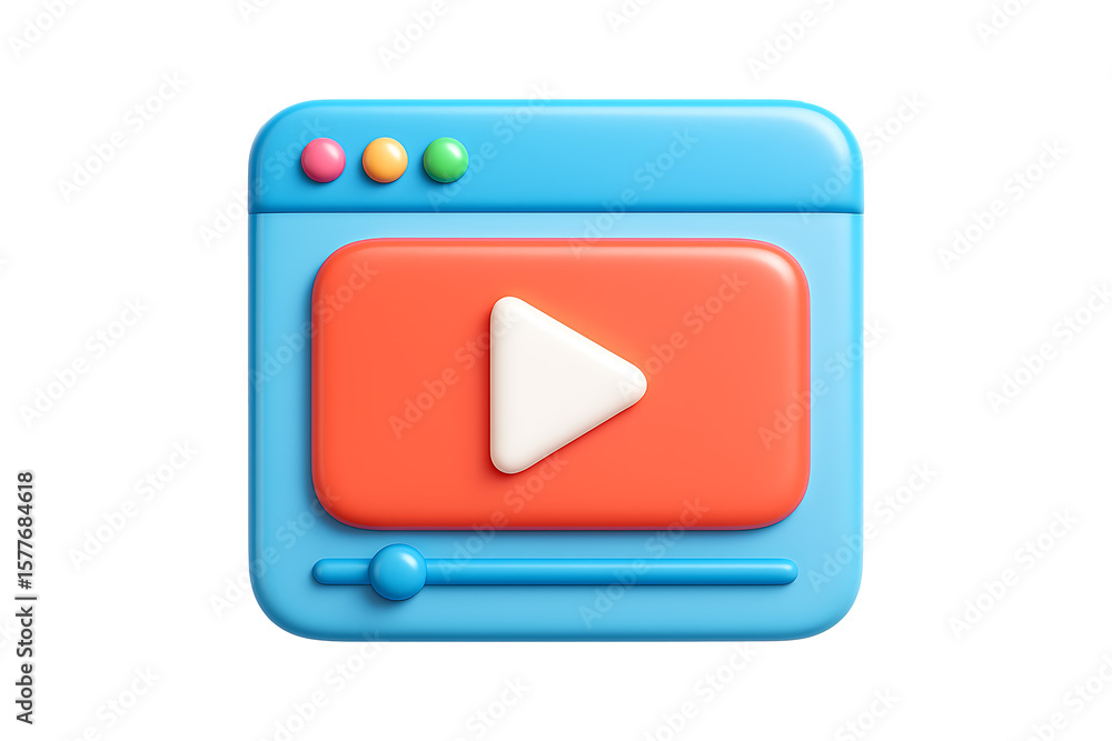 Poster 3d video player interface icon isolated on a transparent background