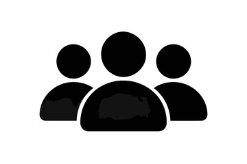 Silhouettes of three people standing together in minimalistic style  