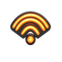 Glowing Wi Fi Signal Orange Wireless Icon on Black Background Internet on transparent background