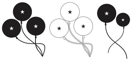 Balloon Icon Set with Star Design.