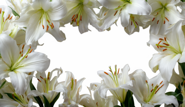 White Lily Flower Border Frame with Copy Space