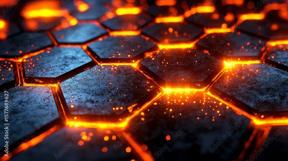 Aufkleber a mesmerizing abstract representation of a glowing hexagon.