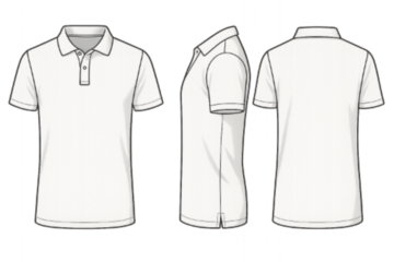 White Polo Shirt Template: Front, Back, and Side Views for Apparel Design