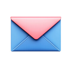 3D Mail Notification Icon with Pink and Blue Colors Email Communication on transparent background