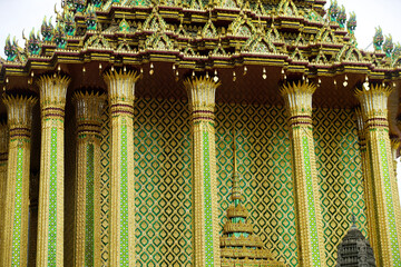 Intricate Architectural Detail of a Golden Temple in Thailand