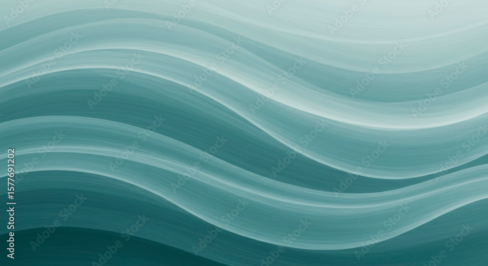 Poster abstract image featuring flowing, teal-toned waves, creating a sense of depth and movement