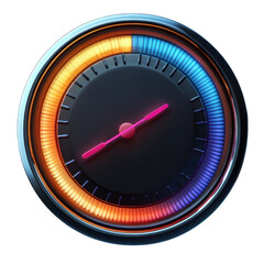 Hot and Cold Gauge Meter with Pink Needle Industrial Technology Data on transparent background