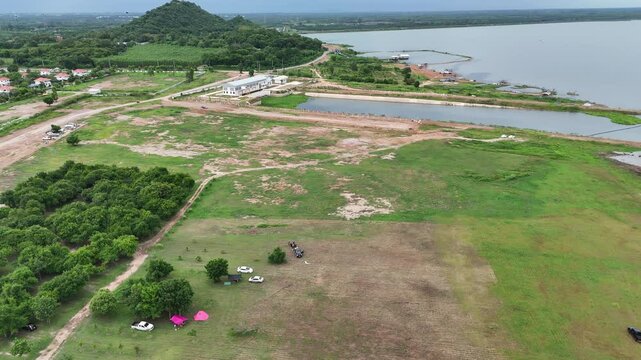Drone View of Reservoir and Surrounding Nature