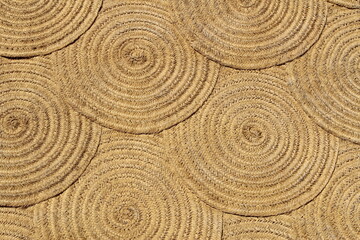 Rustic Woven Straw Circles: Natural Texture Pattern for Background or Design