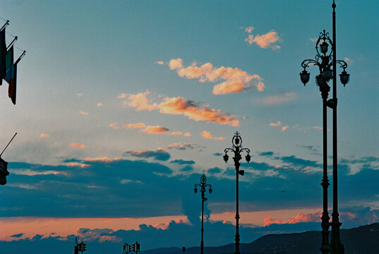 Italien, Meer, Himmel, Wolken, Abend, Sonnenuntergang