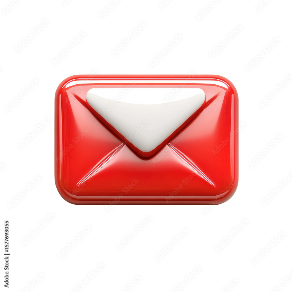 Poster red email icon notification communication envelope digital mail message 3d on transparent background