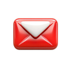Red Email Icon Notification Communication Envelope Digital Mail Message 3D on transparent background