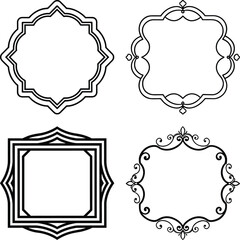 vintage frame and corners icon. Vector illustration. Antique oval frames with bows in decorative Victorian style