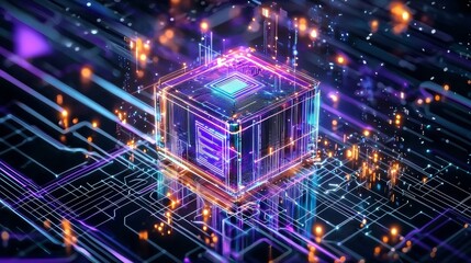 Concept of agentic AI technology illuminated by a glowing processor.