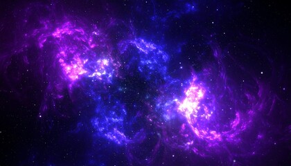 Deep Space Scene with Glowing Purple and Blue Nebulas