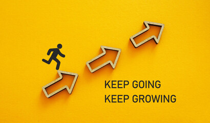 Keep going keep growing - motivational phrase is shown using the text