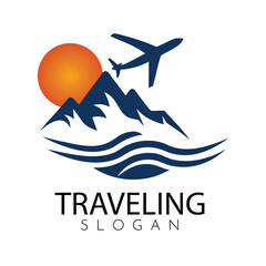 Traveling, travelling,, tour logo