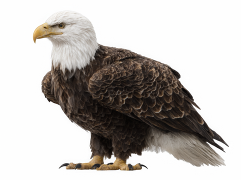 Majestic Bald Eagle Isolated on White Background - American Symbol