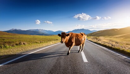 rural passage cow crossing the road