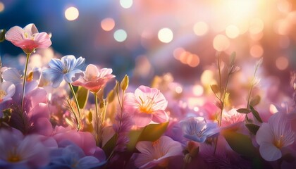 a dreamy scene of a soft focus image of birthday flowers with gentle lighting