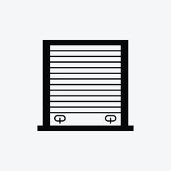 Shutter Door vector icon isolated on grey background. Symbol for exterior design. Shutter gate simple line vector icon. Vector illustration. Eps file 133.