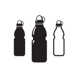 Stainless Steel Water Bottle – Silhouette Vector Blank Metal Bottle – Black and White Illustration Water Bottle Mockup – Silhouette Art
