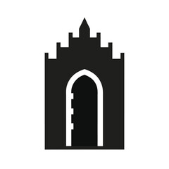 Fototapeta premium Clear and minimalist silhouette of an old medieval door for historic architecture themes