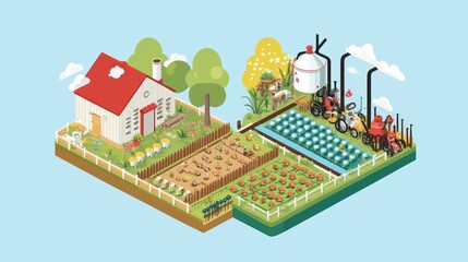 Rural farm isometric illustration