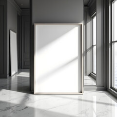 Obraz premium Minimalist modern photo frame. Minimal photo frame for mock up. Clean and simple style home decoration. pink and blue color tone. Aesthetic interior design. relax and chill. key up.