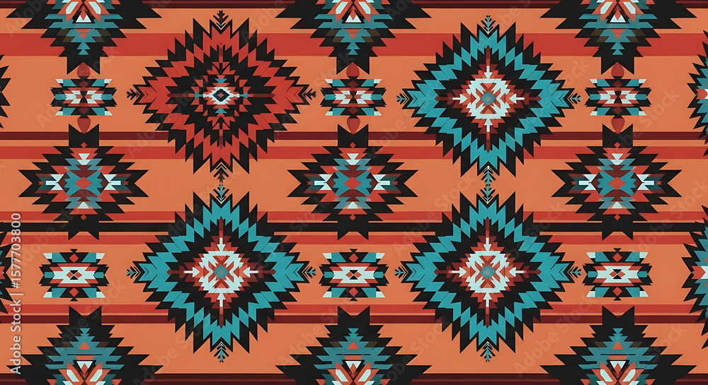 Aufkleber geometric native american pattern featuring repeating diamond and rectangular shapes.