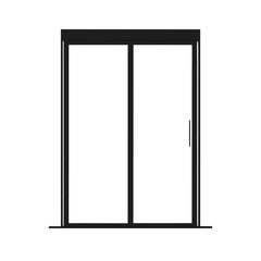 Sliding glass door silhouette in clear minimal design for interior or architecture themes