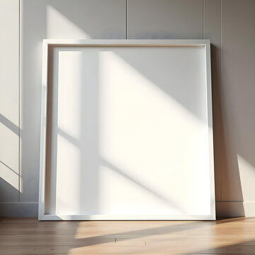 Minimalist scandinavian modern photo frame with natural light. Minimal photo frame for mock up. Clean and simple style home decoration. Aesthetic interior design. relax and chill. key up.	
