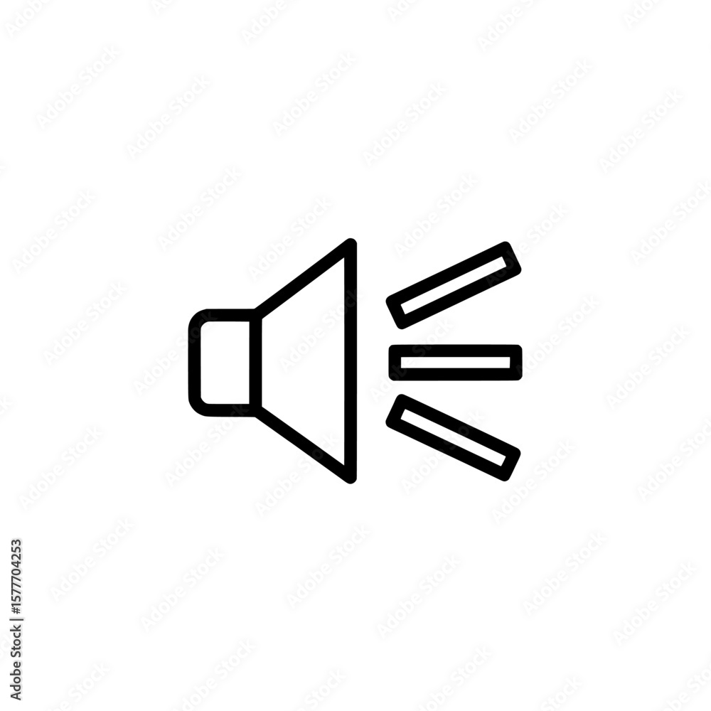 Poster sound volume icon with speaker and sound waves in outline style