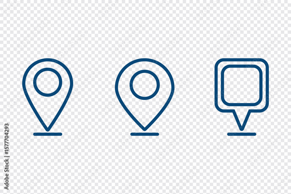 Poster location icon, map pin icons in outline styles. for maps, gps, navigation apps, location markers. a 