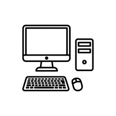Fototapeta premium computer with monitor keyboard and mouse icons for technology use