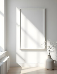 Minimalist modern photo frame. Minimal photo frame for mock up. Clean and simple style home decoration. pink and blue color tone. Aesthetic interior design. relax and chill. key up.