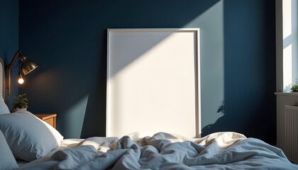 Minimalist modern photo frame. Minimal photo frame for mock up. Clean and simple style home decoration. pink and blue color tone. Aesthetic interior design. relax and chill. key up.
