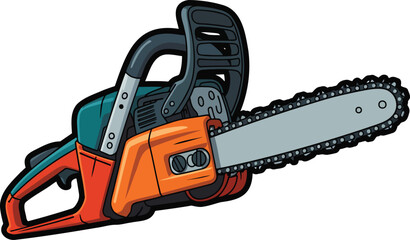 Naklejka premium Chain saw colorful illustration isolated on transparent background