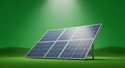 Solar Panel on a Green Background Representing Renewable Energy Solutions