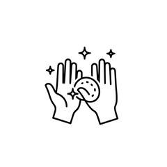 Obraz premium hands holding a coin with sparkles and stars surrounding it